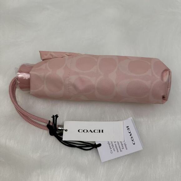 Coach Accessories - Coach UV Protection Mini Umbrella In Signature Logo In Powder Pink C4322 NWT